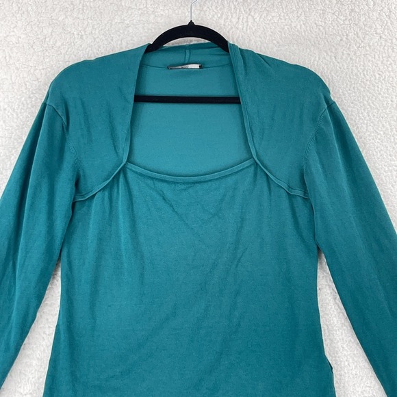 Hugo Boss Top Womens Size XS Green Long Sleeve Silk Blend Pullover Knit Casual - Picture 2 of 14